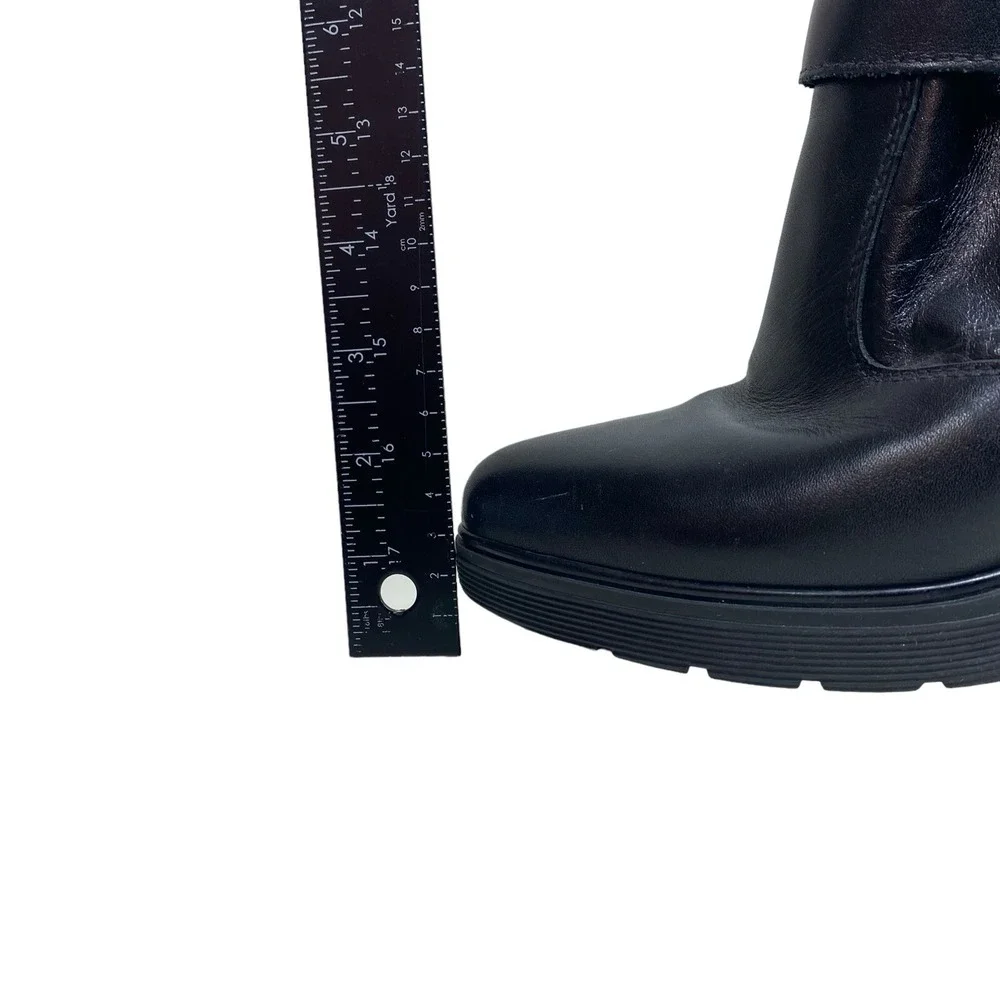 NeroGiardini Women 39 US 8.5 Black Leather Platform Buckle Ankle Boots Italy